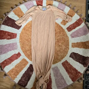 Spearmint Love Salmon Pink Bamboo Viscose‎ Long Sleeve Knotted Gown 0-3M